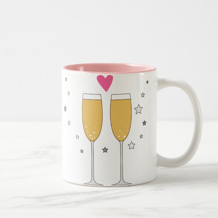 Cute Champagne Glass Toast Love Heart Mug 