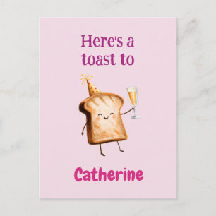 Cute Champagne Toast Character for Women, Bubbly  Postcard