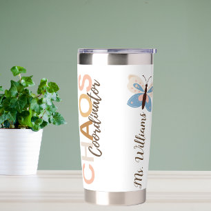 Cute Chaos Coordinator Retro Butterfly Insulated Tumbler