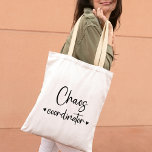 Cute Chaos Coordinator Tote Bag<br><div class="desc">Keep calm and coordinate chaos with our Fun Chaos Coordinator Wedding Planner Tote Bag. A stylish black and white gift for wedding planners,  it adds a touch of fun to the whirlwind. With playful calligraphy,  it's both practical and a keepsake.</div>
