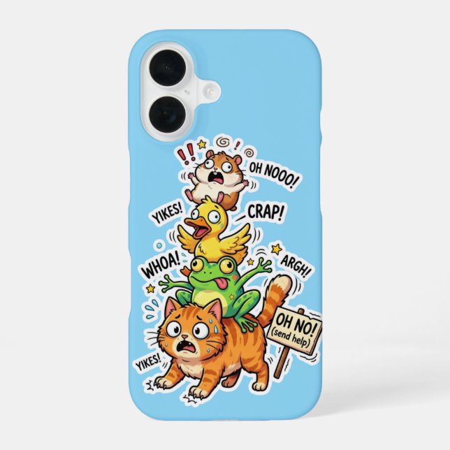 Cute Chaotic Animal Stack Meme Phone Case – Funny  (Back)