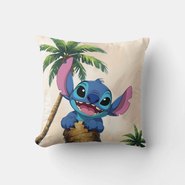 Cute Chaotic Vibes Throw Pillow – Tropical Cartoon (Front)