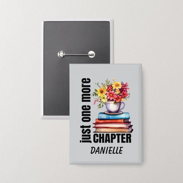 Cute chapter book lovers word art  button (Front/Back)