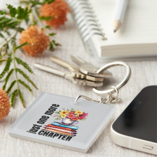 Cute chapter book lovers word art keychain