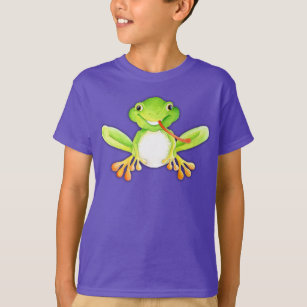 Cute character frog with tongue out kids t-shirt