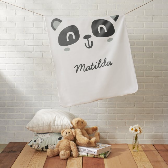 Cute character panda children's bedroom baby blanket (In Situ)