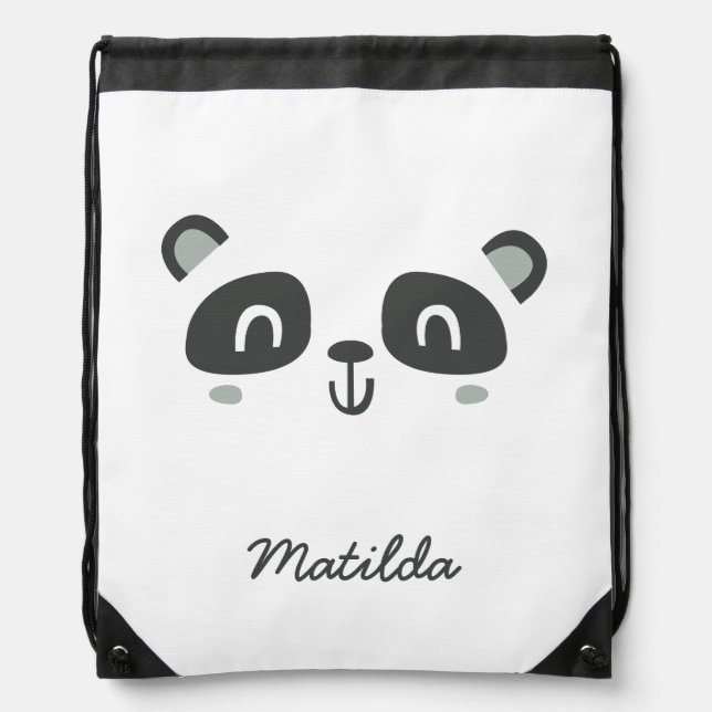 Cute character panda children's  drawstring bag (Front)