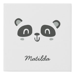 Cute character panda children's  faux canvas print