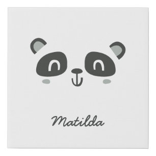 Cute character panda children's faux canvas print