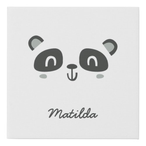 Cute character panda childrens  faux canvas print