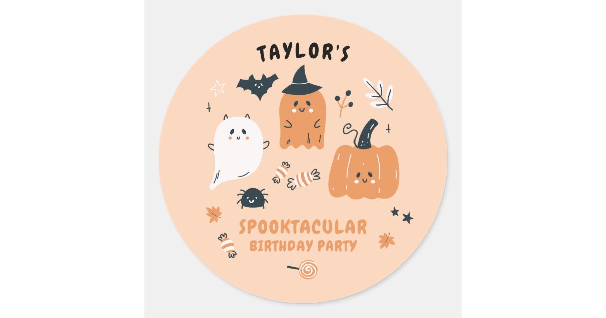 Cute Characters Halloween Birthday Party Classic Round Sticker | Zazzle
