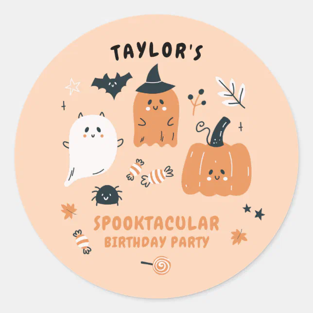 Cute Characters Halloween Birthday Party Classic Round Sticker | Zazzle