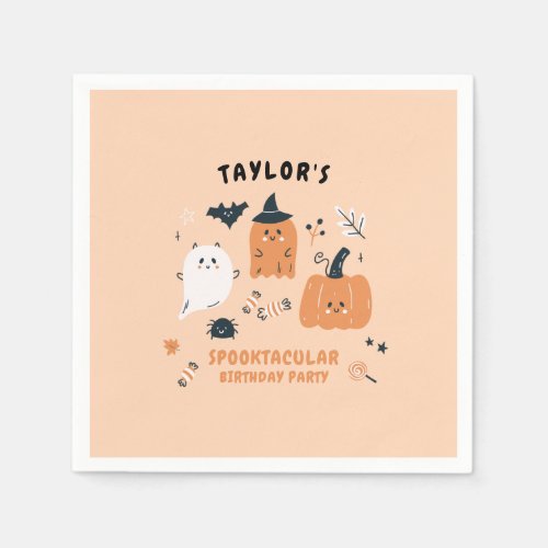 Cute Characters Halloween Birthday Party Napkins