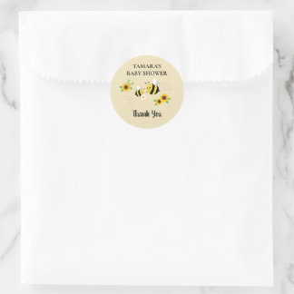Cute Characters Mommy-to-Bee Baby Shower Classic Round Sticker