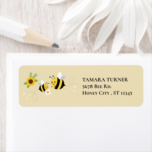 Cute Characters Mommy-to-Bee Baby Shower Label (Insitu)