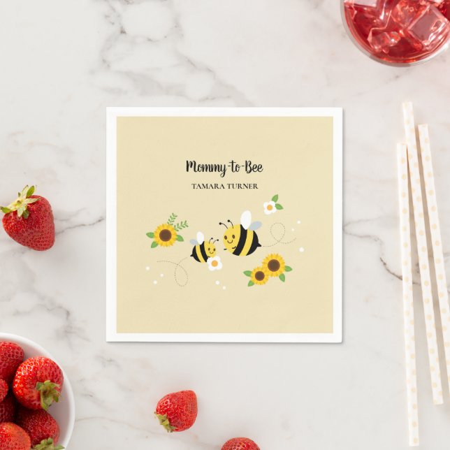Cute Characters Mommy-to-Bee Baby Shower Napkins (Insitu)