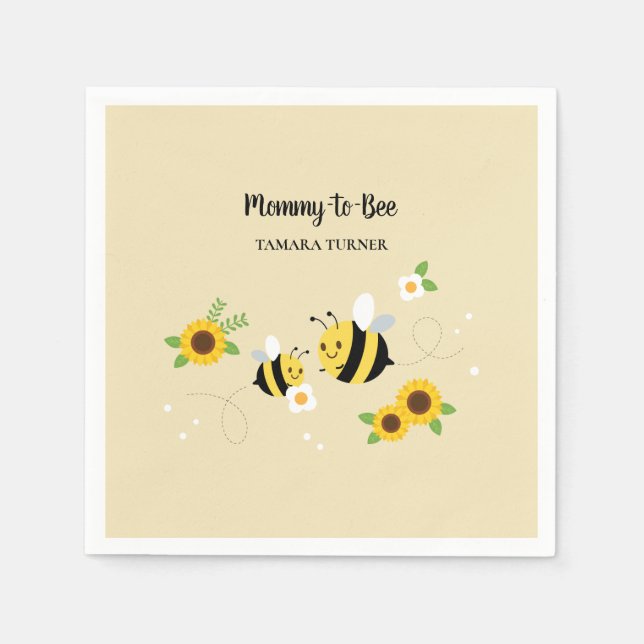 Cute Characters Mommy-to-Bee Baby Shower Napkins (Front)