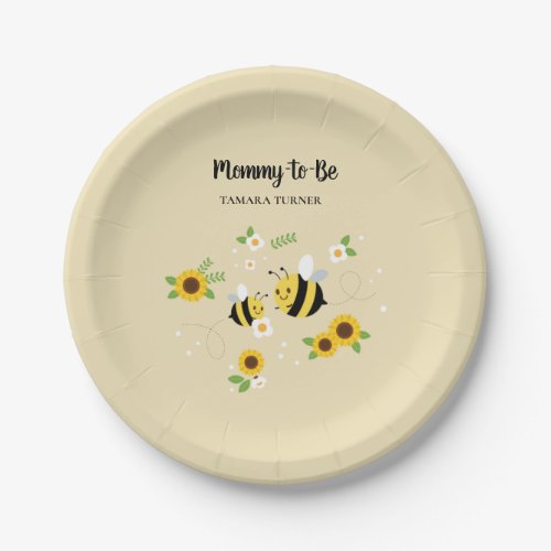 Cute Characters Mommy_to_Bee Baby Shower Paper Plates