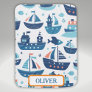 Cute Charming Boats, Ships and Fish Personalized Baby Blanket