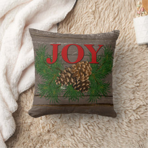 Cute Charming Happy Holidays Joy Cabin Home Decor Throw Pillow