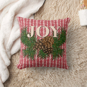 Cute Charming Happy Holidays Joy Cabin Home Decor Throw Pillow