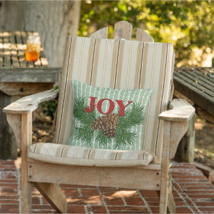 Cute Charming Happy Holidays Joy Cabin Porch Patio Outdoor Pillow
