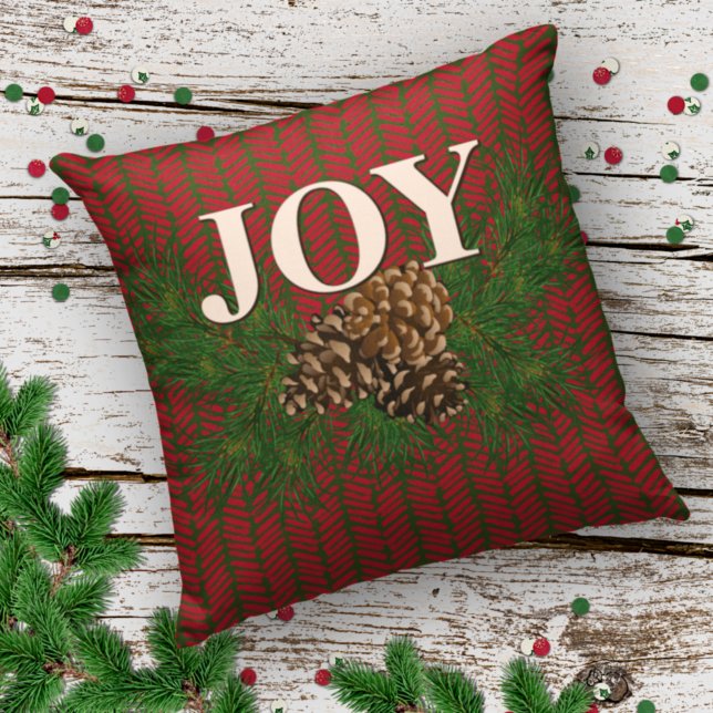 Cute Charming Happy Holidays Joy Cabin Porch Patio Outdoor Pillow (Creator Uploaded)