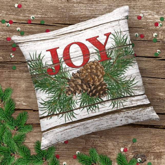 Cute Charming Happy Holidays Joy Cabin Porch Patio Outdoor Pillow (Creator Uploaded)