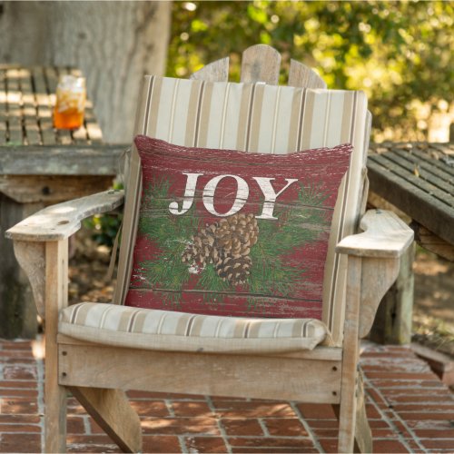 Cute Charming Happy Holidays Joy Cabin Porch Patio Outdoor Pillow