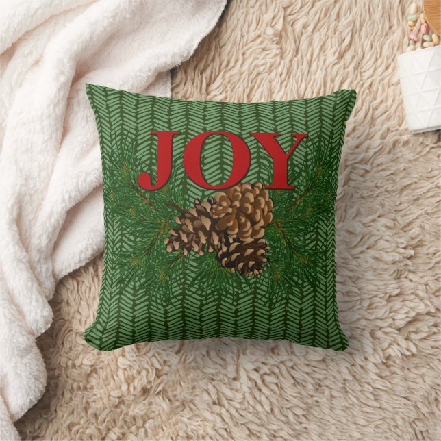 Cute Charming Happy Holidays Joy Cabin Porch Patio Throw Pillow (Blanket)