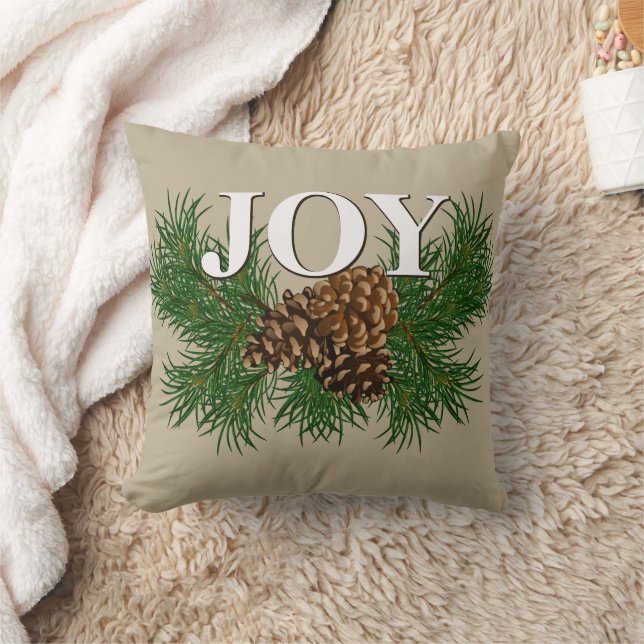 Cute Charming Happy Holidays Joy Cabin Porch Patio Throw Pillow (Blanket)
