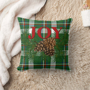 Cute Charming Happy Holidays Joy Cabin Wreath Throw Pillow