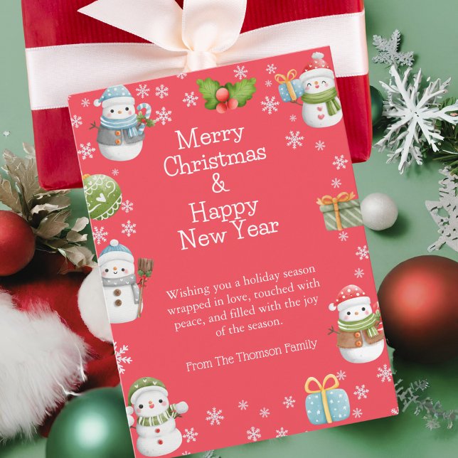 Cute Charming Winter Snowman Christmas Holiday Card (Creator Uploaded)