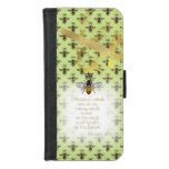 Cute Chartreuse Green Bee Lattice Faith Queen Bee iPhone 8/7 Wallet Case