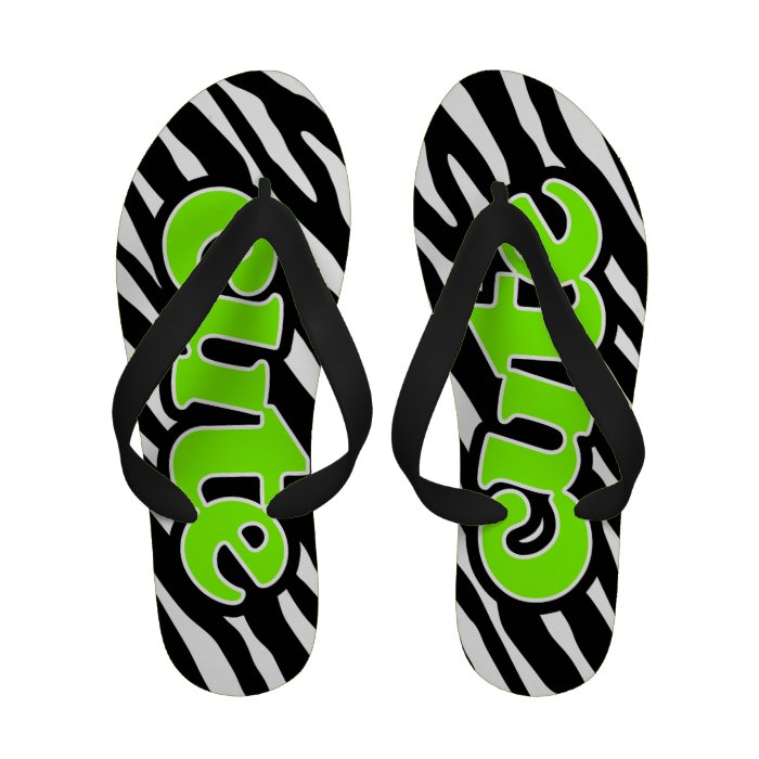 Cute Chartreuse, Neon Green Zebra Stripes Sandals