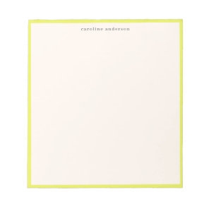 Cute Chartreuse Yellow Border Custom Name Desk Notepad