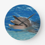 Cute Chattering Dolphin Round Clock