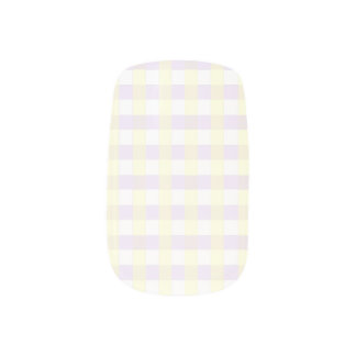 Cute check pastel purple and yellow nail tips minx nail art