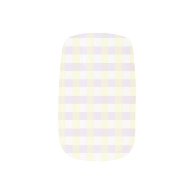 Cute check pastel purple and yellow nail tips minx nail art (Left Thumb)
