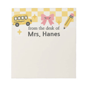 Cute Checkerboard Teacher Personalized Notepad