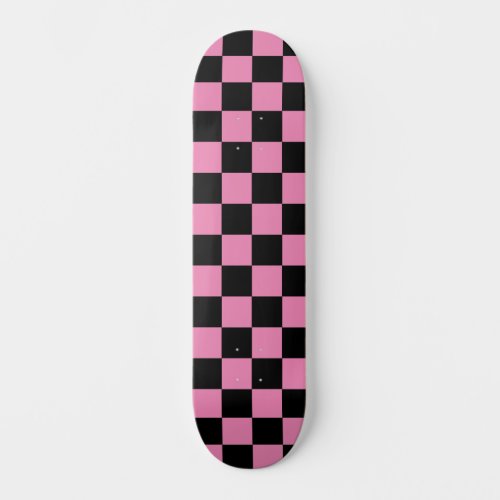 Cute Checkered chequered Pink and Black pattern  Skateboard