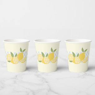 Cute Checkered Fresh Summer Lemons Paper Cups