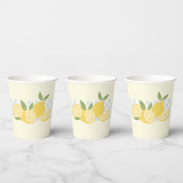 Cute Checkered Fresh Summer Lemons   Paper Cups (Multi)