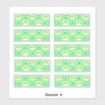 Cute Checkered Green Frog With hearts And Sparkles