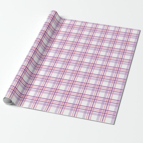 Cute Checkered Pattern Of Red Purple Violet Wrapping Paper