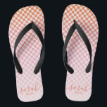 Cute Checkered Pink Orange Summer Flip Flops<br><div class="desc">Cute Checkered Pink Orange Summer Flip Flops</div>