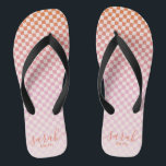 Cute Checkered Pink Orange Summer Flip Flops<br><div class="desc">Cute Checkered Pink Orange Summer Flip Flops</div>