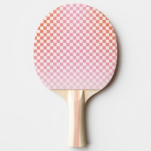 Cute Checkered Pink Orange Summer Ping Pong Paddle