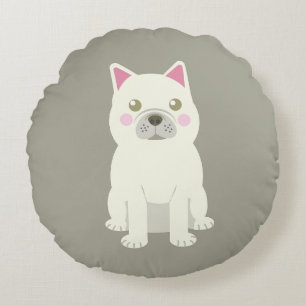 Cute Cheeks French Bulldog Round Pillow