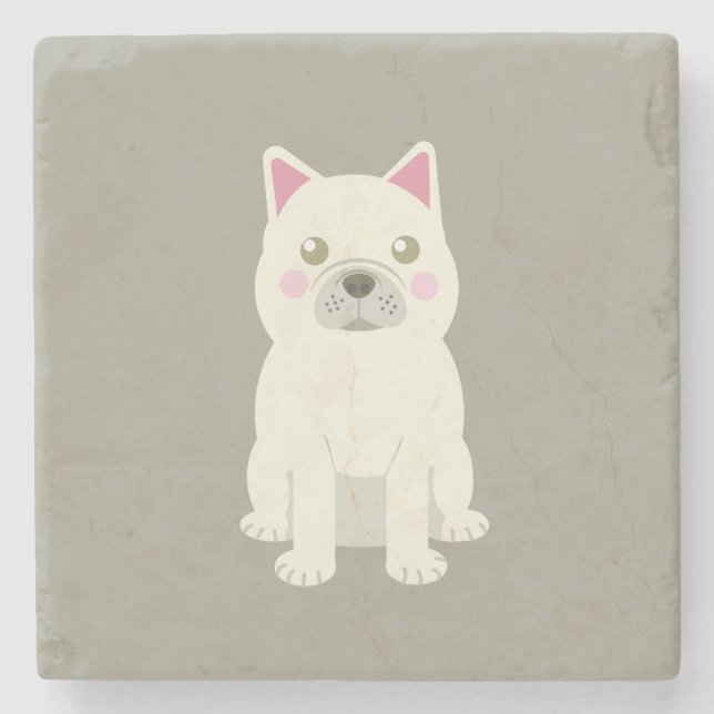 Cute Cheeks French Bulldog Stone Coaster (Front)